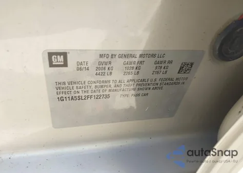 2015 Chevrolet Malibu 1Fl from USA, damaged, VIN 1G11A5SL2FF122735